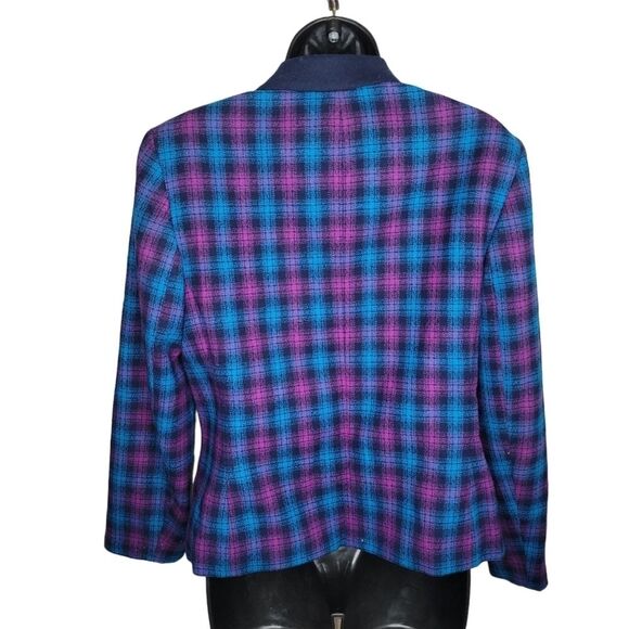 Pendleton Vintage 80s wool plaid blazer jacket size 8 - Picture 2 of 5